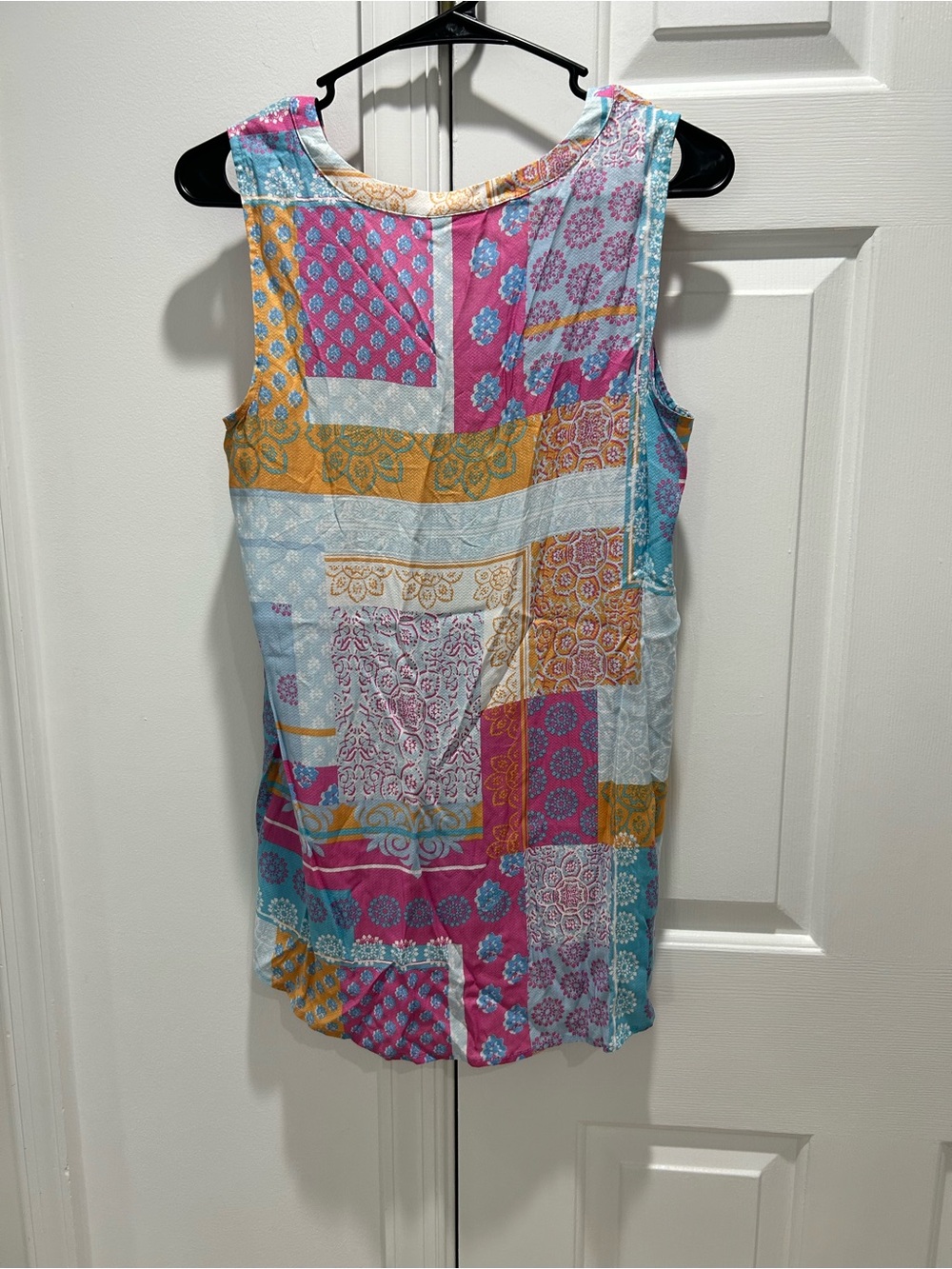 J. Jill Pink Multi Patchwork Print Button-Front Sleeveless Top - Picture 2 of 3